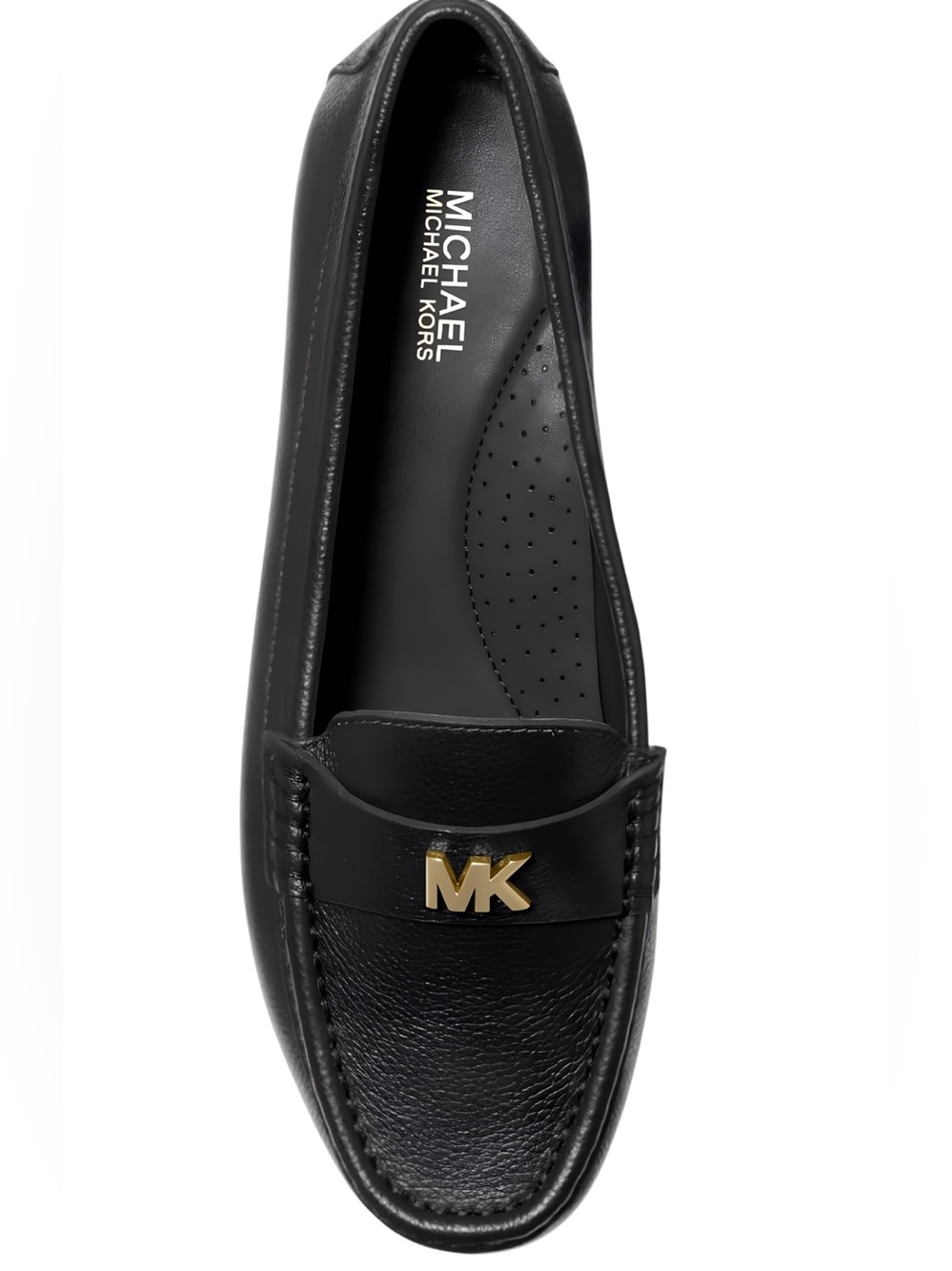 Black Micheal Kors Leather Loafer with Gold Accent - size 9